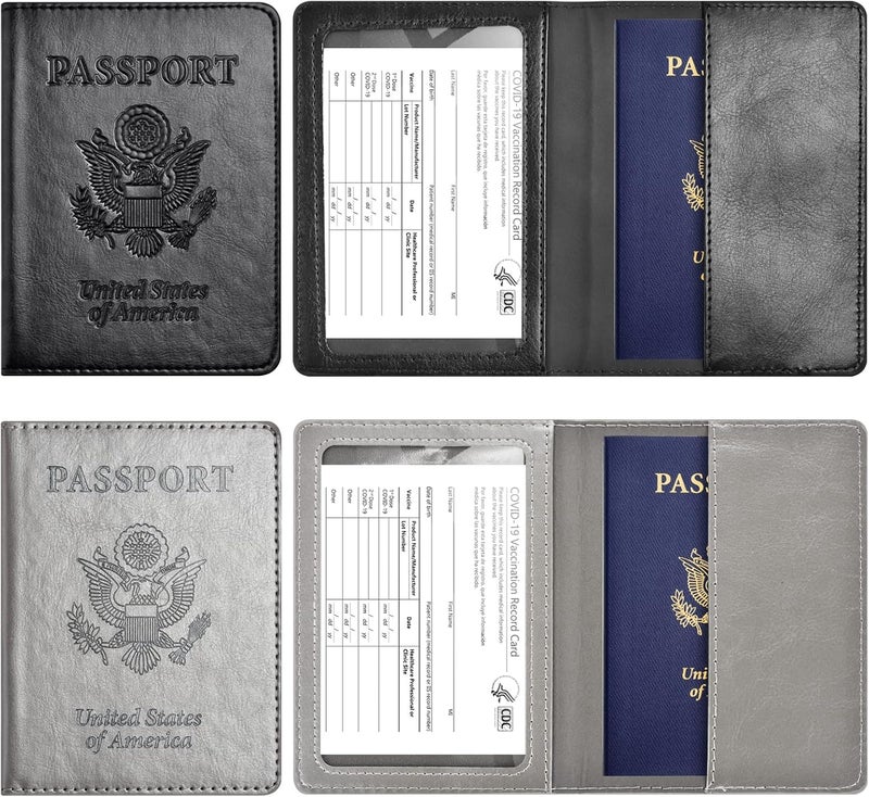Eoehro Passport Holder for Travel Essentials-2Pack, Passport Wallet Cover Case for Travel Must Haves Accessories,Passport Book Holders for Women and Men - Image 2